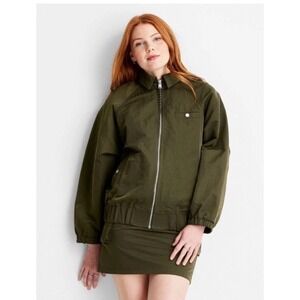 Women's Bomber Jacket - Future Collective Dark Olive Green Elastic LARGE